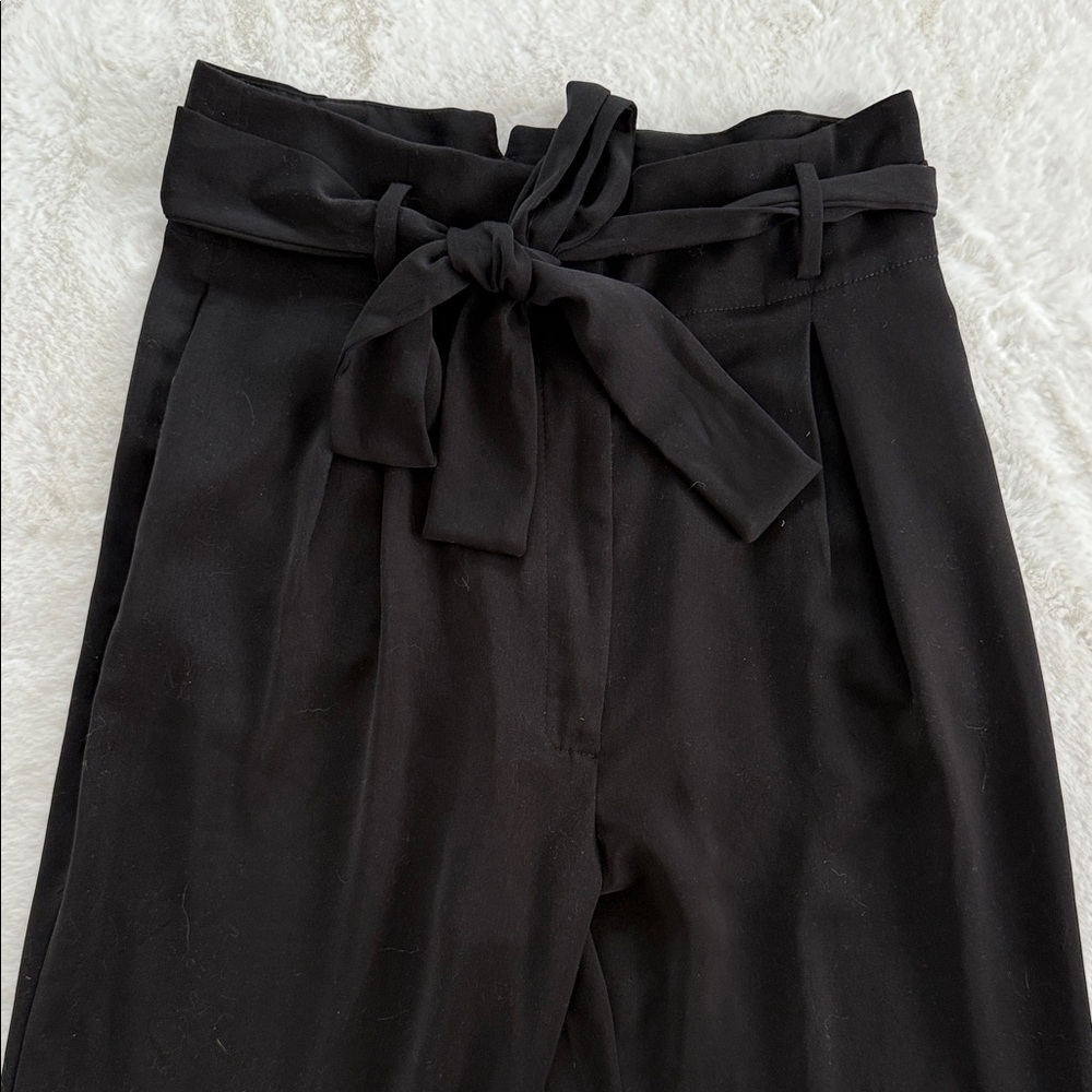 Aqua Elegant Black Tie-Waist Women's Pants
